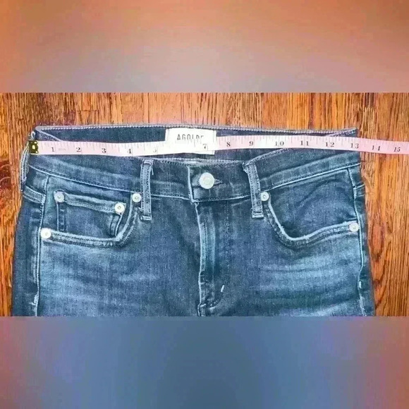 AGOLDE Sophie High Rise Skinny Crop with Raw Hem in Dark Blue Wash - Picture 7 of 12